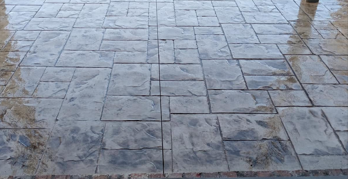 Ashlar-pattern stamped slate — concrete work by Williams Concrete Services in Middle Tennessee