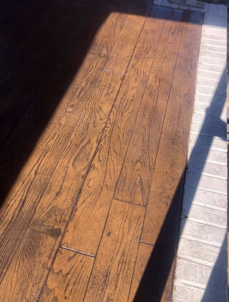 Wood-plank stamped concrete — concrete work by Williams Concrete Services in Middle Tennessee